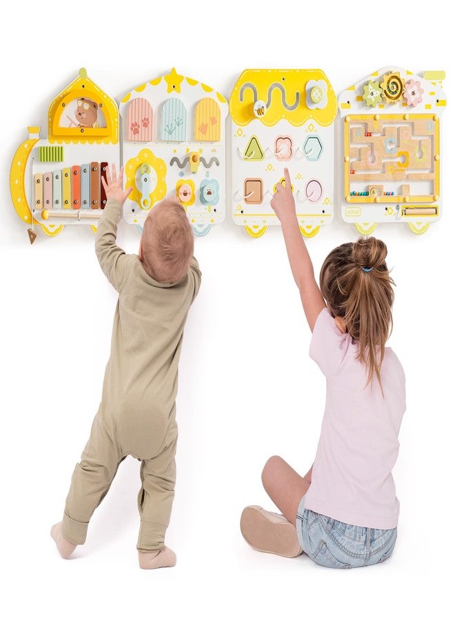 ROBUD Activity Wall Busy Board, Spring Train Montessori Busy Board, 12-in-1 Wooden Sensory Wall Panel, Montessori Sensory Wall Panel for Boys & Girls, Ideal for Toddler Playroom Nursery Classroom - Image 1